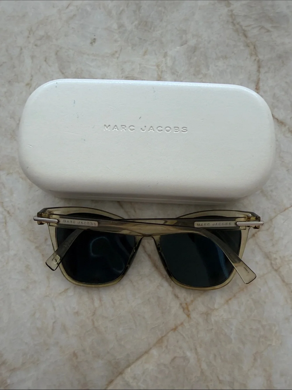 Marc Jacobs Translucent Olive Cat-Eye Sunglasses with Dark Lenses